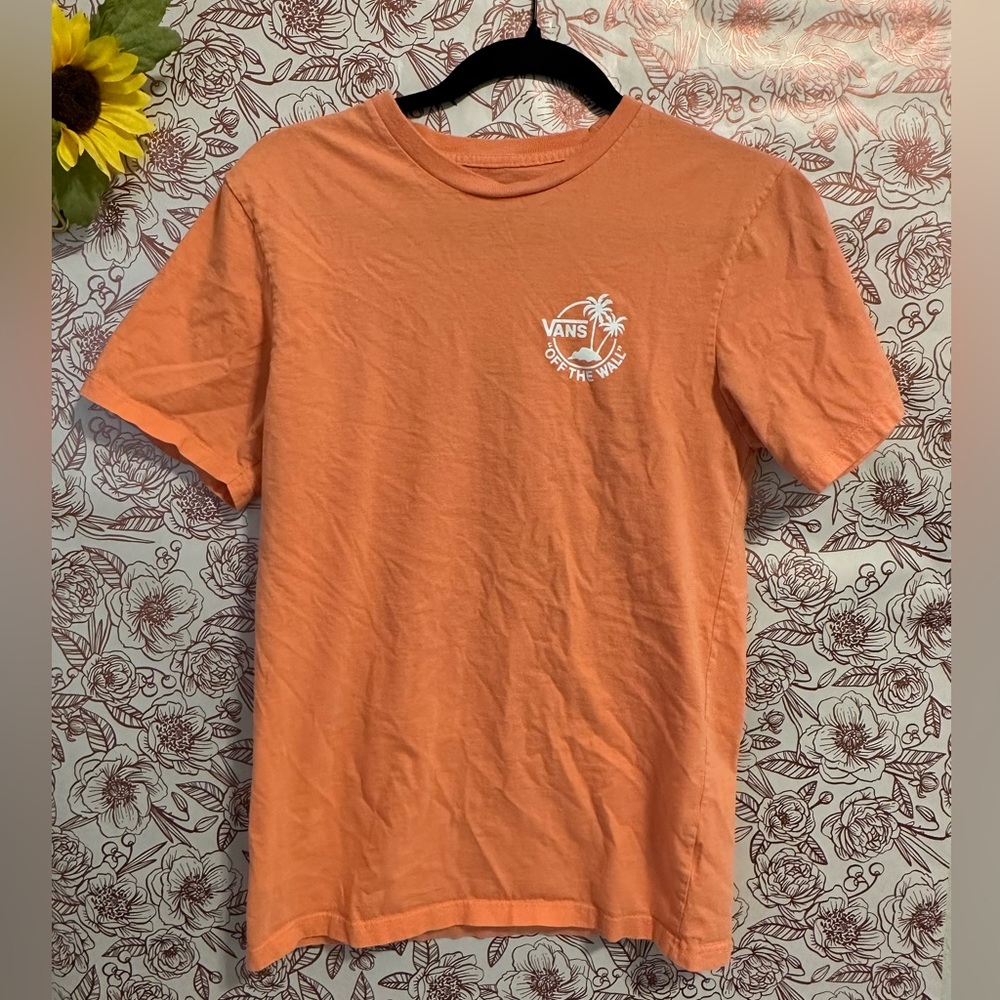 Vans off the wall coral women’s tshirt with palm tree size small slim fit